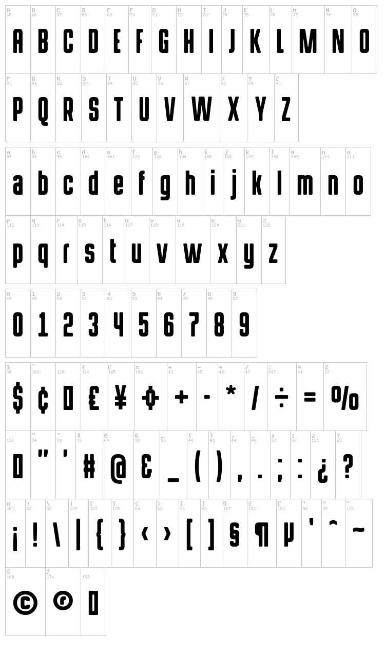HermanoAlto font map